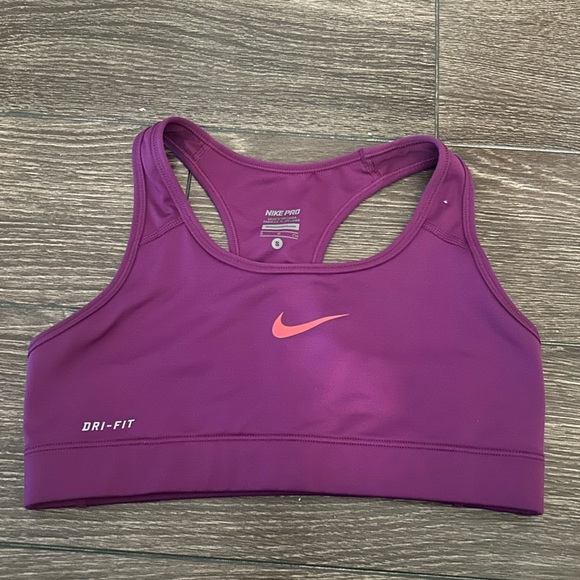 Nike Pro Check Dri-Fit Seamless Lined Racerback Sports Bra in Grape - Picture 3 of 4